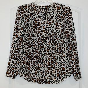 Talbots Petite Leopard Blouse Top Size SP Small